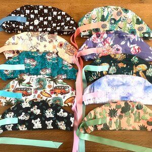 NWOT 10 Euro Scrub Caps Bundle scrub hats surgical caps european scrub hats